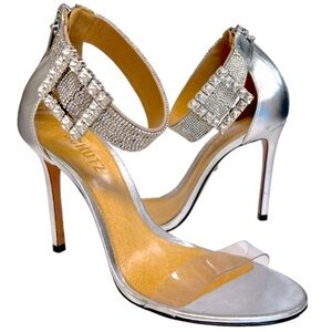 Schutz | Tanisha Silver Rhinestone Heels | Size 9